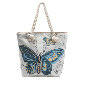 Butterfly Printed Canvas Shoulder Bag