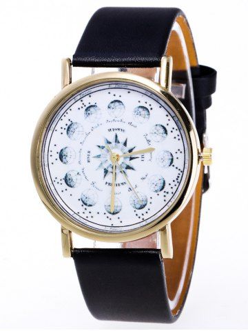 Firstgrabber Faux Leather Planet Pattern Watch