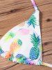 Pineapple Print Tie Side Bikini Set -  