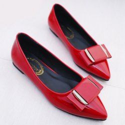 Metal Pointed Toe Flat Shoes