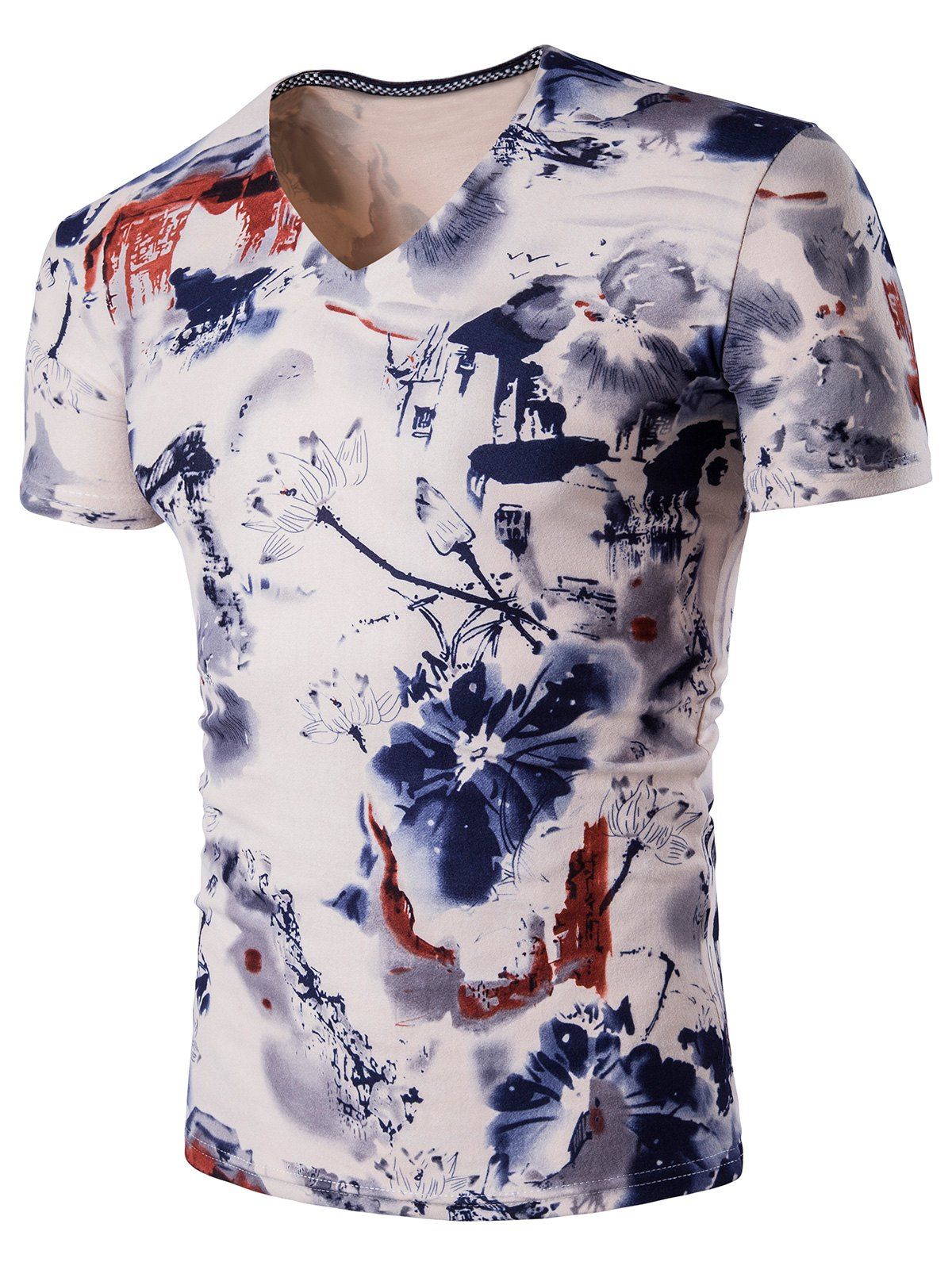 [20% OFF] Chinese Painting V Neck Tee | Rosegal
