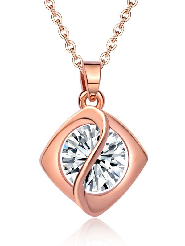 

Faux Diamond Rhombus Pendant Necklace, Rose gold