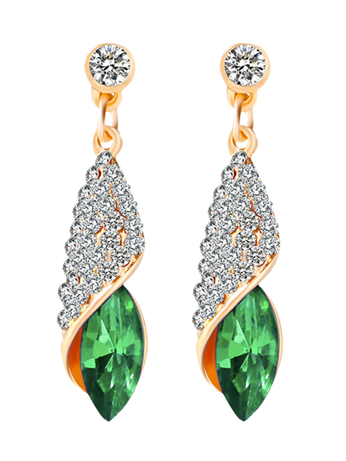 

Rhinestoned Faux Crystal Oval Drop Earrings, Green