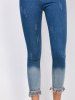 Ombre Frayed Hem Skinny Jeans -  