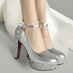Platform Metallic Color Pumps