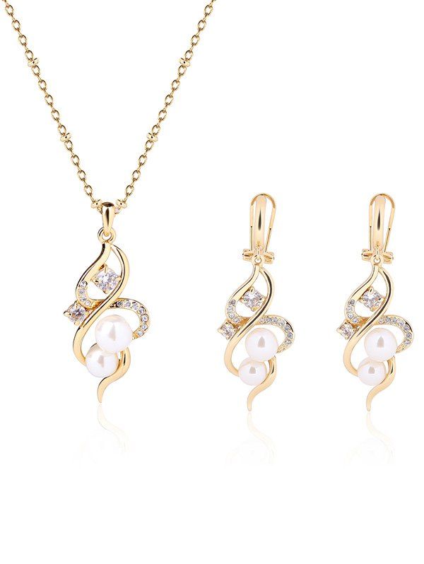 

Faux Pearl Infinity Rhinestone Jewelry Set, Golden