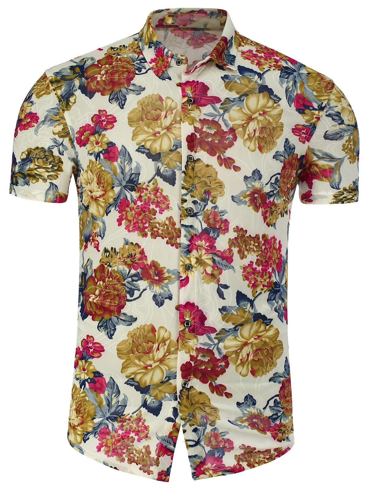 [34% OFF] Floral Print Short Sleeve Plus Size Shirt | Rosegal