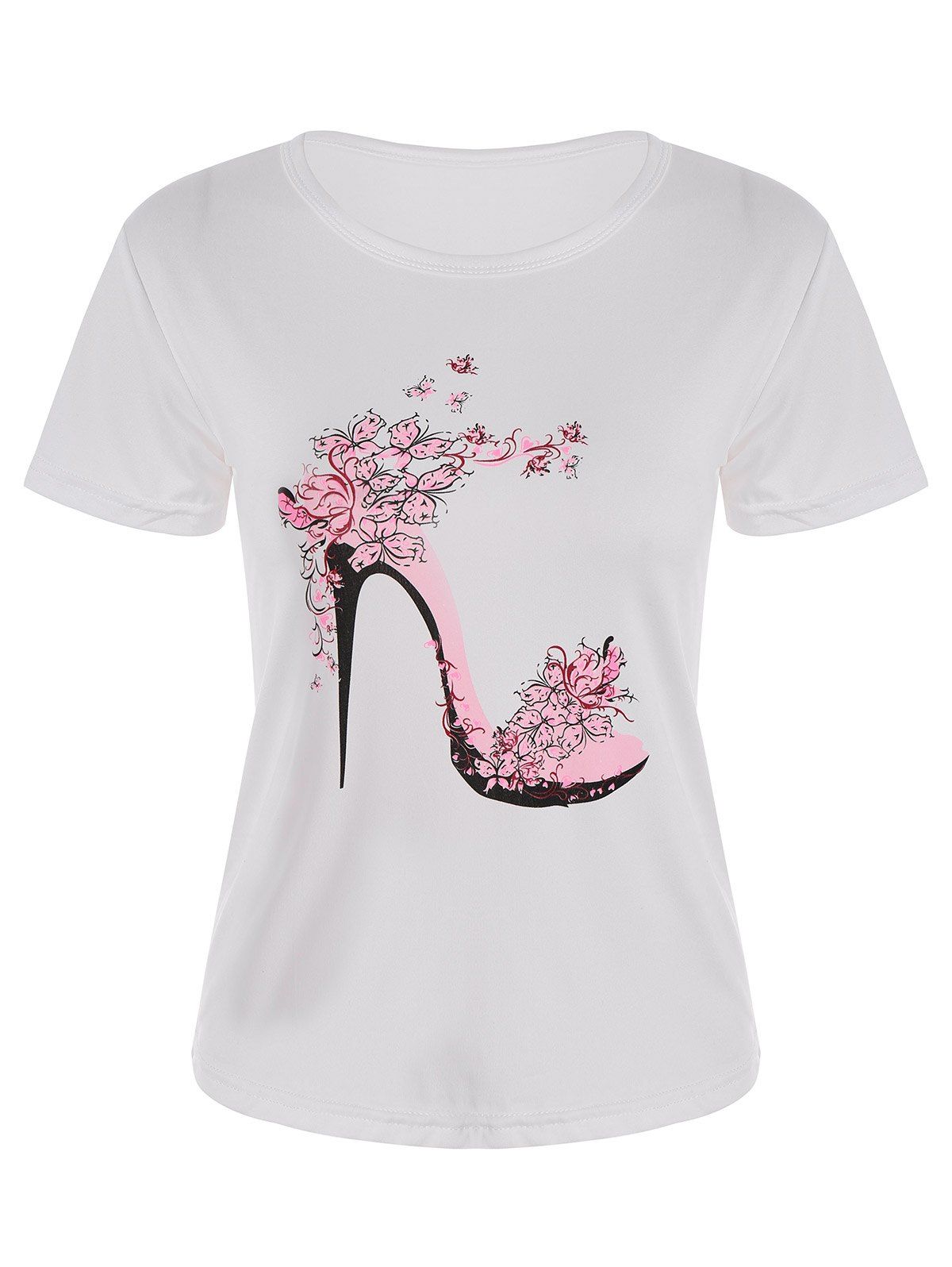 [35% OFF] High Heel Print Short Sleeve T-Shirt | Rosegal