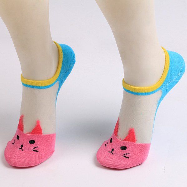 

Sheer Mesh Insert Short Knit Cat Socks, Tutti frutti