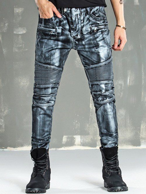 painted biker jeans