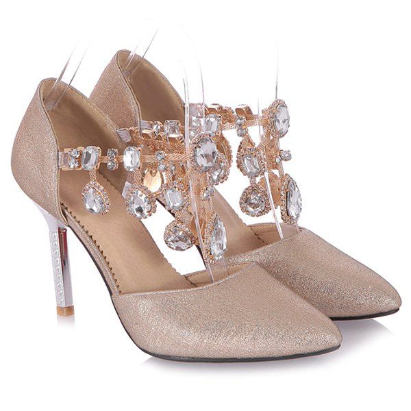 [30 OFF] Glitter Pointed Toe Rhinestones Pumps Rosegal
