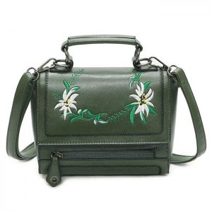 Floral Embroidery Flap Crossbody Bag