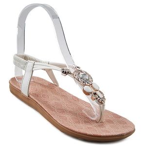 Elastic Band Rhinestones Flat Sandals