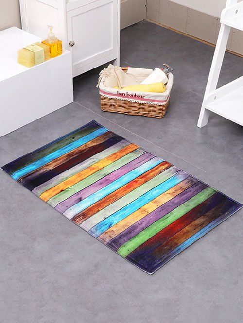 2018 Colorful Stripe Antislip Floor Bathroom Rug In Colorful 50*80cm