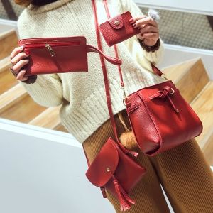 Buckle Strap Detail 4 Piece Crossbody Bag Set