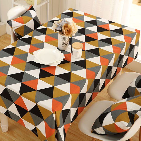 [25 OFF] Europe Geometry Print Oilproof Kitchen Table Cloth Rosegal