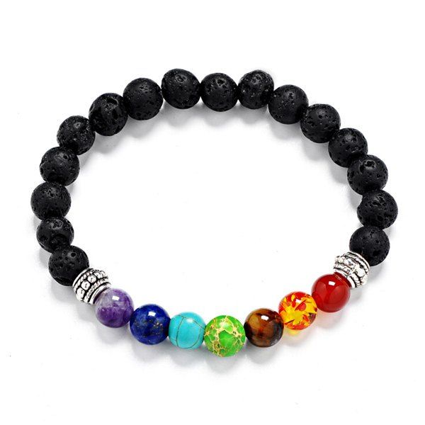 

Lava Stone Multicolor Beaded Bracelet, Silver