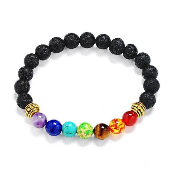 

Lava Stone Multicolor Beaded Bracelet, Golden