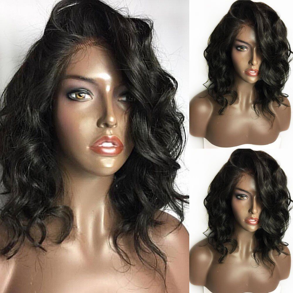 

Long Curly Side Part Lace Front Synthetic Wig, Black