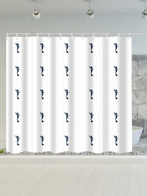 

Mermaid Print Polyester Waterproof Shower Curtain, White