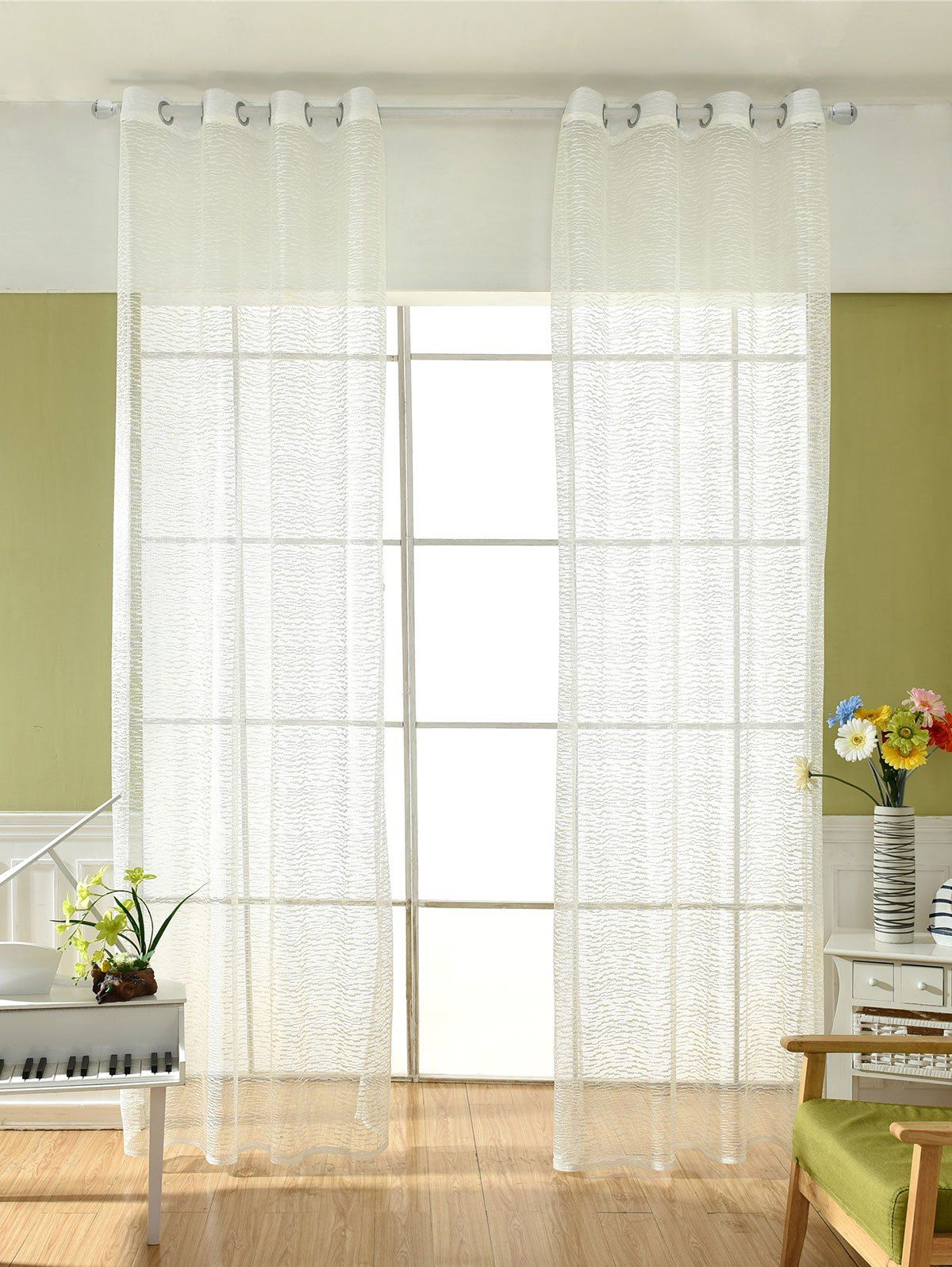 

European Style Sheer Tulle Curtain For Living Room, White