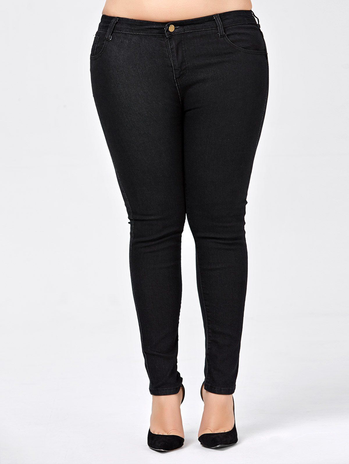 

Plus Size Skinny Jeans with Pocket, Black