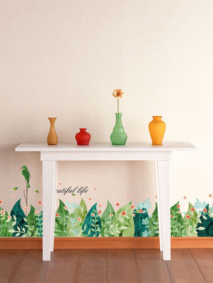 

Leaves Wall Stickers For Room Skirting Line Decoration, Green