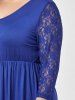 Plus Size Button Lace Insert Swing Top -  