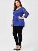 Plus Size Button Lace Insert Swing Top -  