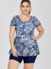 Plus Size Hawaiian Printed Skirted One Piece Bathing Suit -  