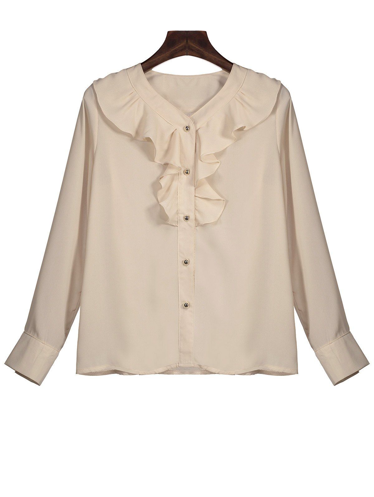 [45% OFF] Single Breasted Ruffle Blouse | Rosegal