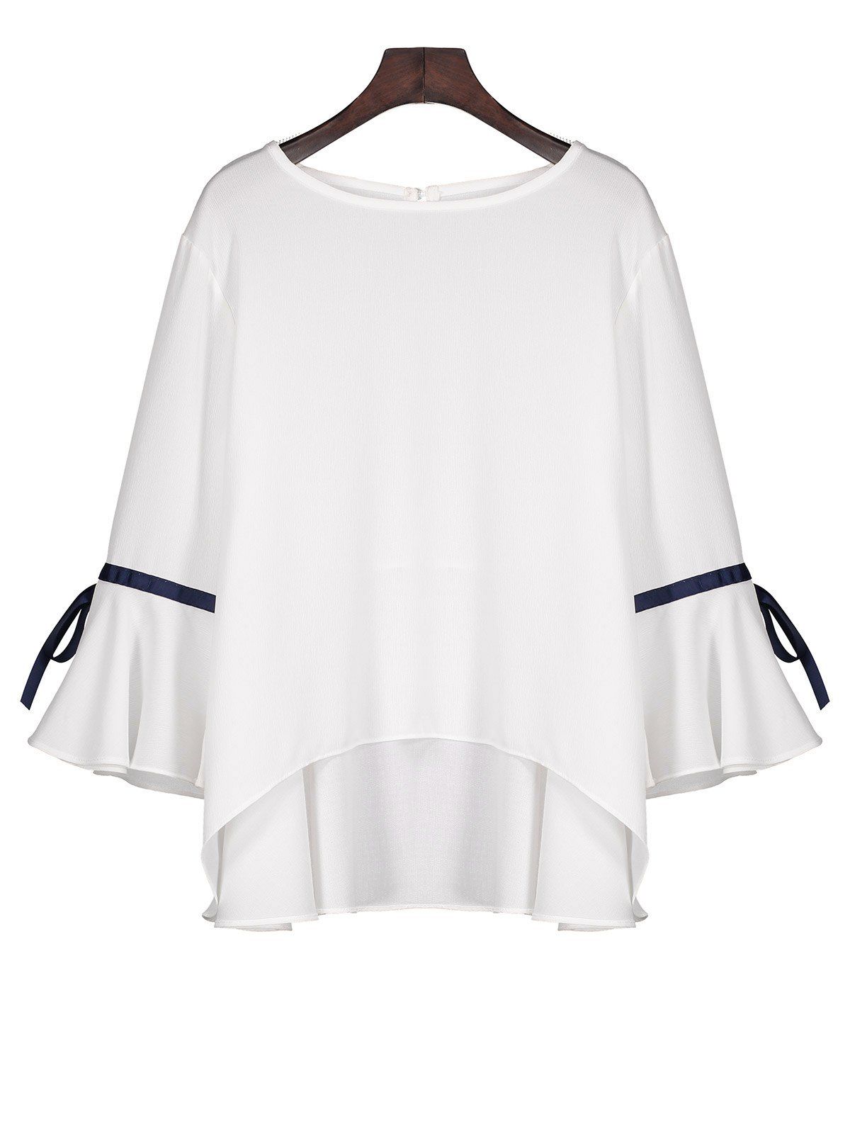[45% OFF] High Low Flare Sleeve Chiffon Blouse | Rosegal