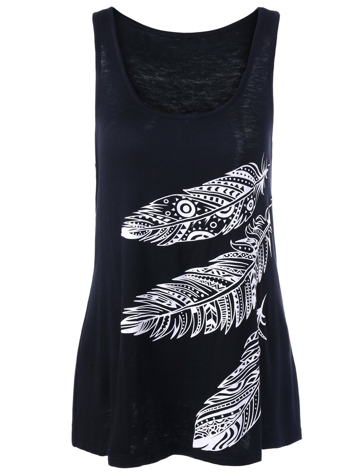 [26 OFF] Feather Print Tank Top Rosegal