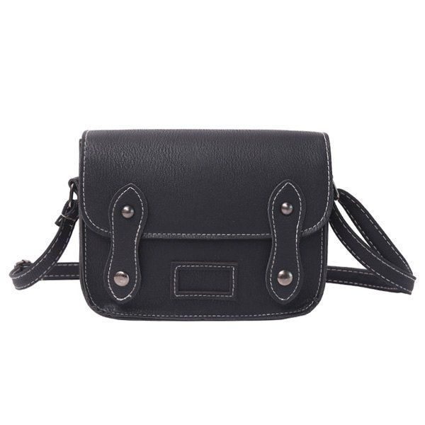 

Stitching Faux Leather Cross Body Bag, Black