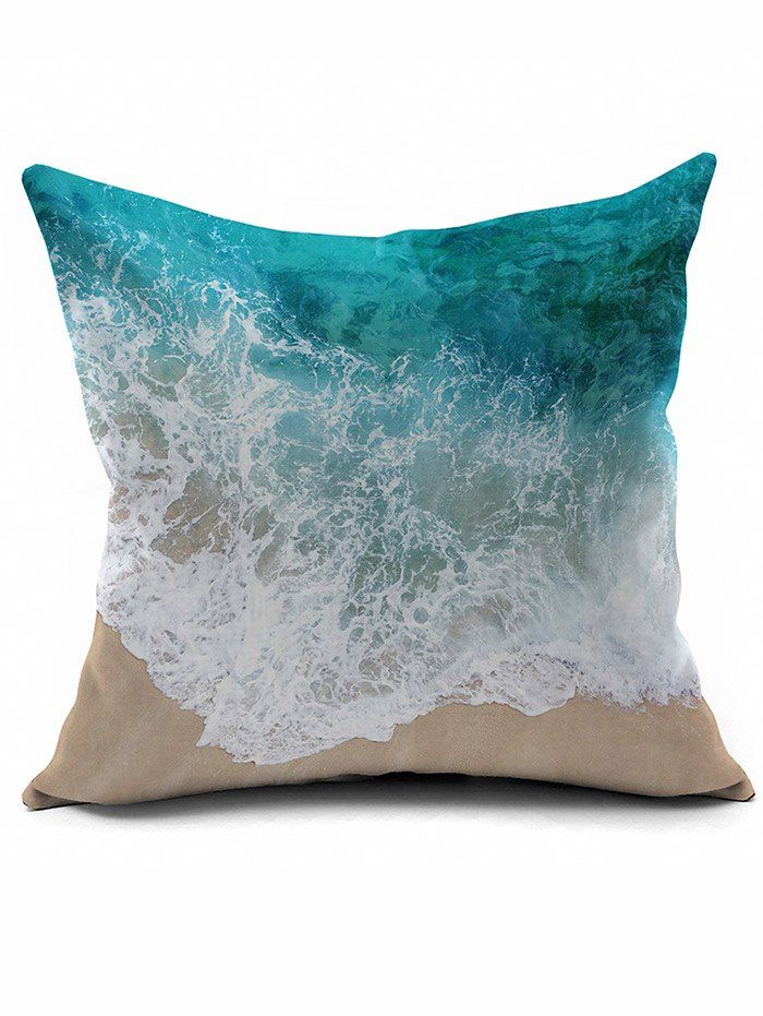 

Seawater Print Short Plush Square Pillow Case, Colormix