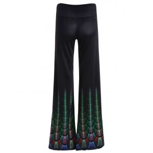 Black L Print High Waist Wide Leg Pants | RoseGal.com