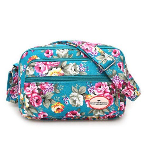 39% OFF Canvas Flower Printed Colour Block Crossbody Bag ...