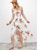 Off Shoulder Floral Chiffon Split Maxi Beach Dress -  