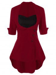 Black Xl Fashionable 3/4 Sleeve Ruffled Buttoned Women's Blouse ...