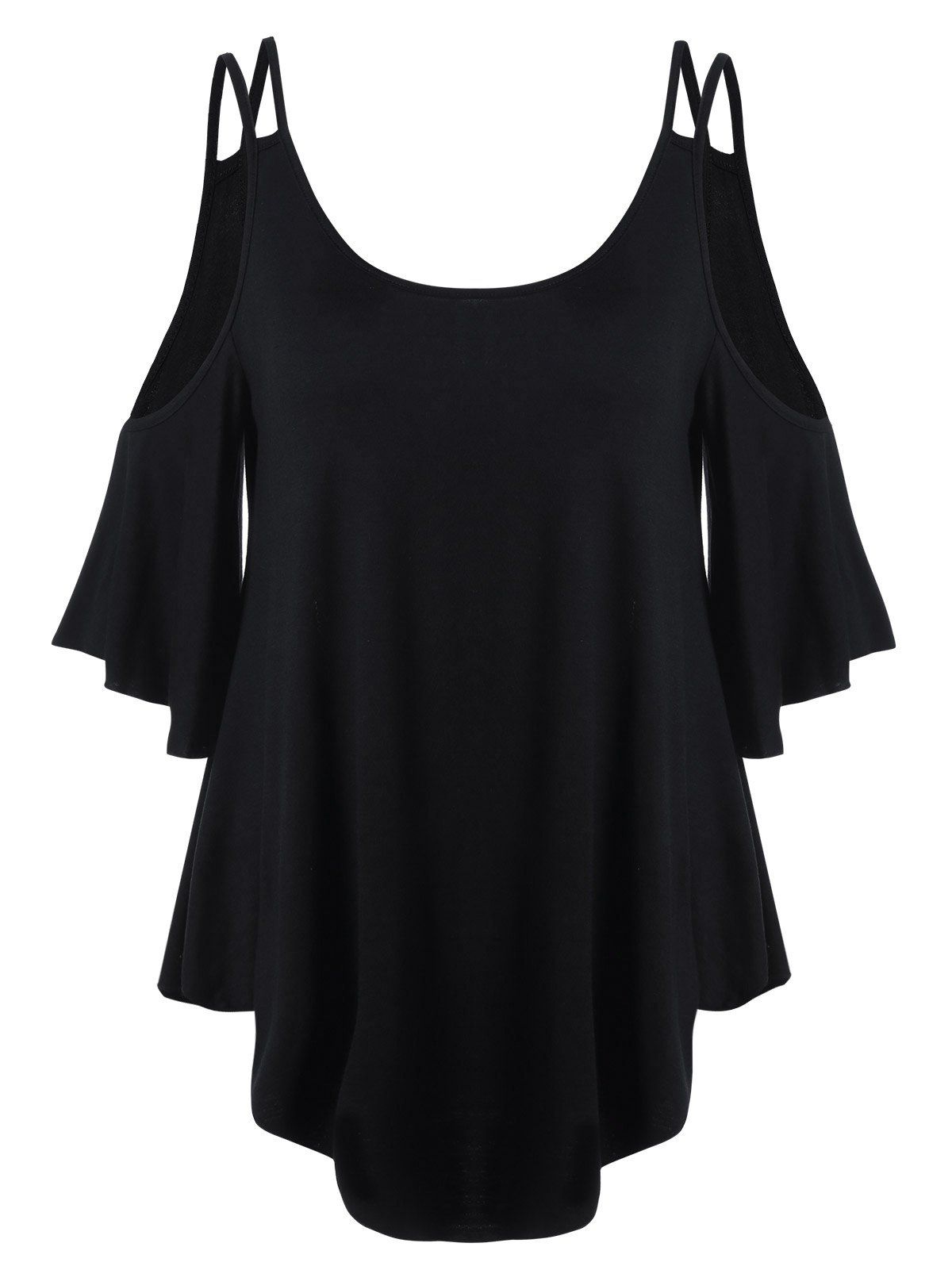 black 2xl dew shoulder flare sleeve t shirt rosegal black 2xl dew shoulder flare sleeve t shirt rosegal