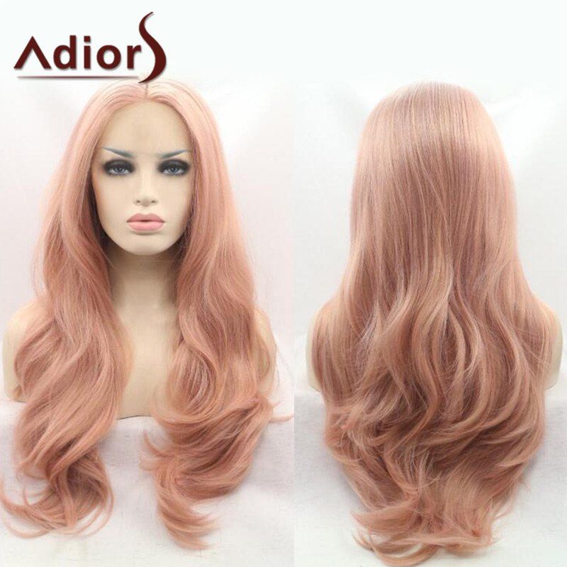 

Adiors Long Wavy Middle Part Capless Synthetic Wig, Pink