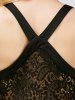 Lace Panel Chiffon Maxi Gown Evening Dress -  