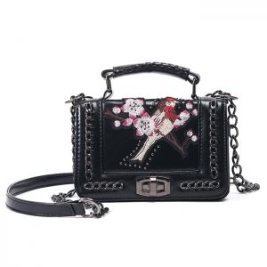 Embroidered Cross Body Chains Bag