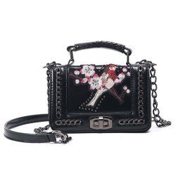 Embroidered Cross Body Chains Bag