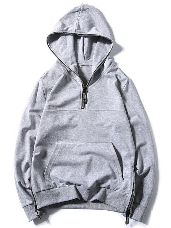 zippered kangaroo pocket hoodie