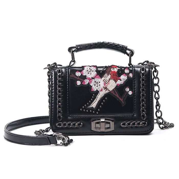 [24 OFF] Embroidered Cross Body Chains Bag Rosegal