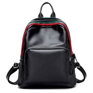 Faux Leather Zipper Front Pocket Backpack
