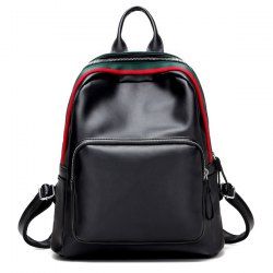 Faux Leather Zipper Front Pocket Backpack