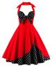 Halter A Line Vintage Spotted Dress -  