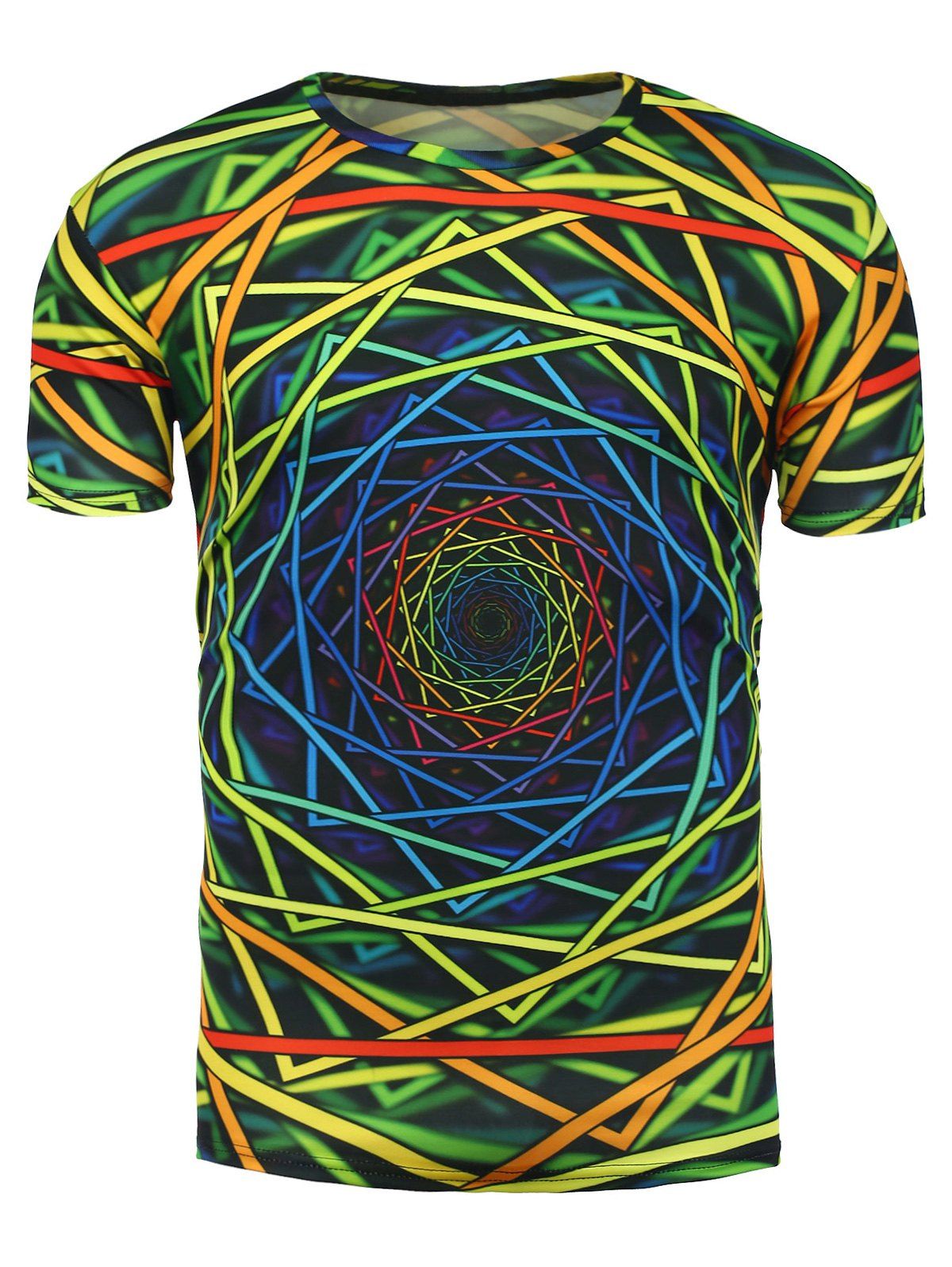 [41% OFF] 3D Colorful Geometric Spiral Print Trippy T-Shirt | Rosegal